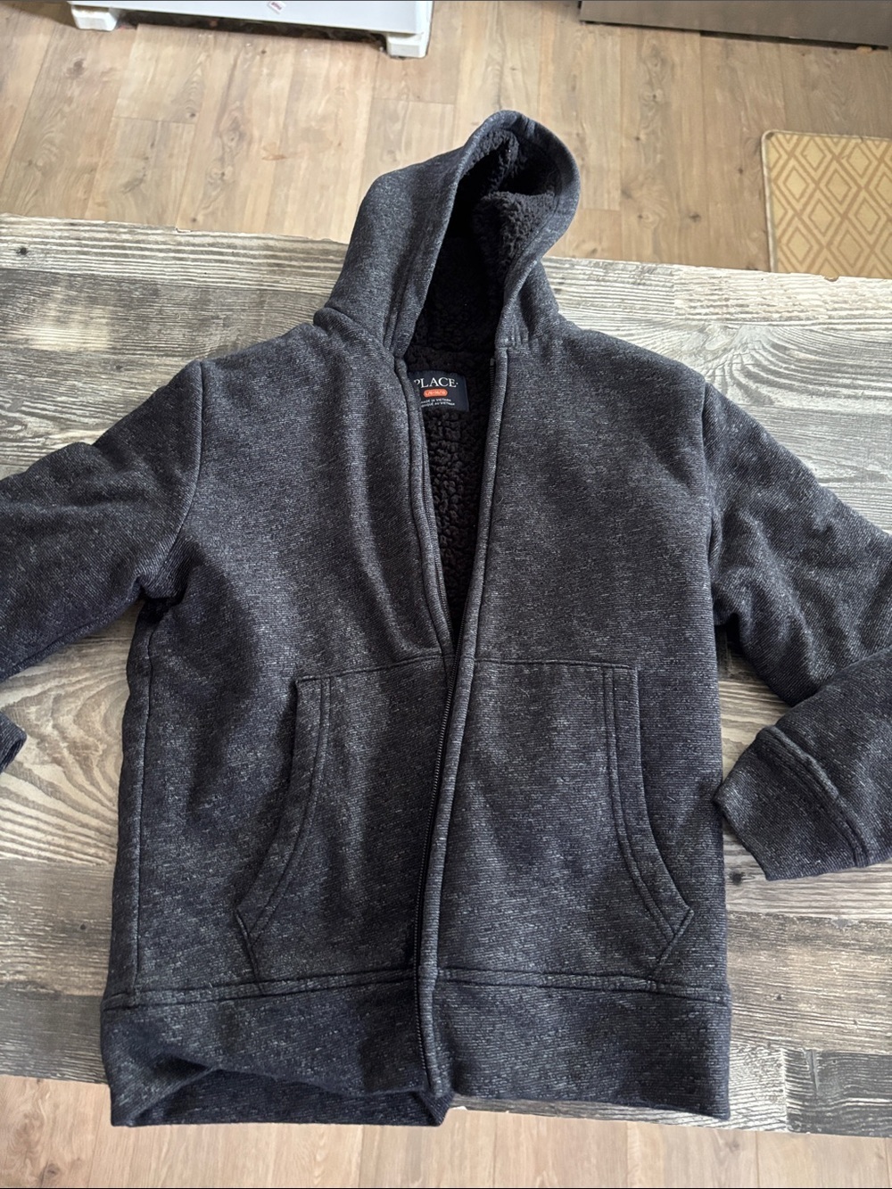 The Children's Place Dark Gray Sherpa-Lined Hooded Jacket